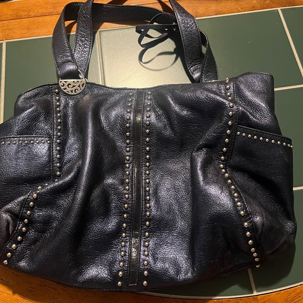 Brighton Blue Studded Leather Shoulder Bag